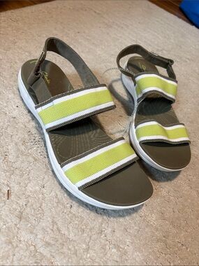 Clarks Olive and Lime Strap Women's Sandals